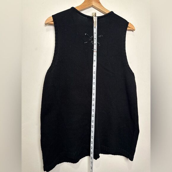 Christopher & banks Ugly Christmas Holiday Sweater vest size L snowflake black - Picture 10 of 12